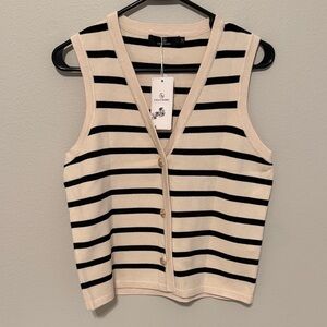 Elegant Striped Button Down Sleeveless Top